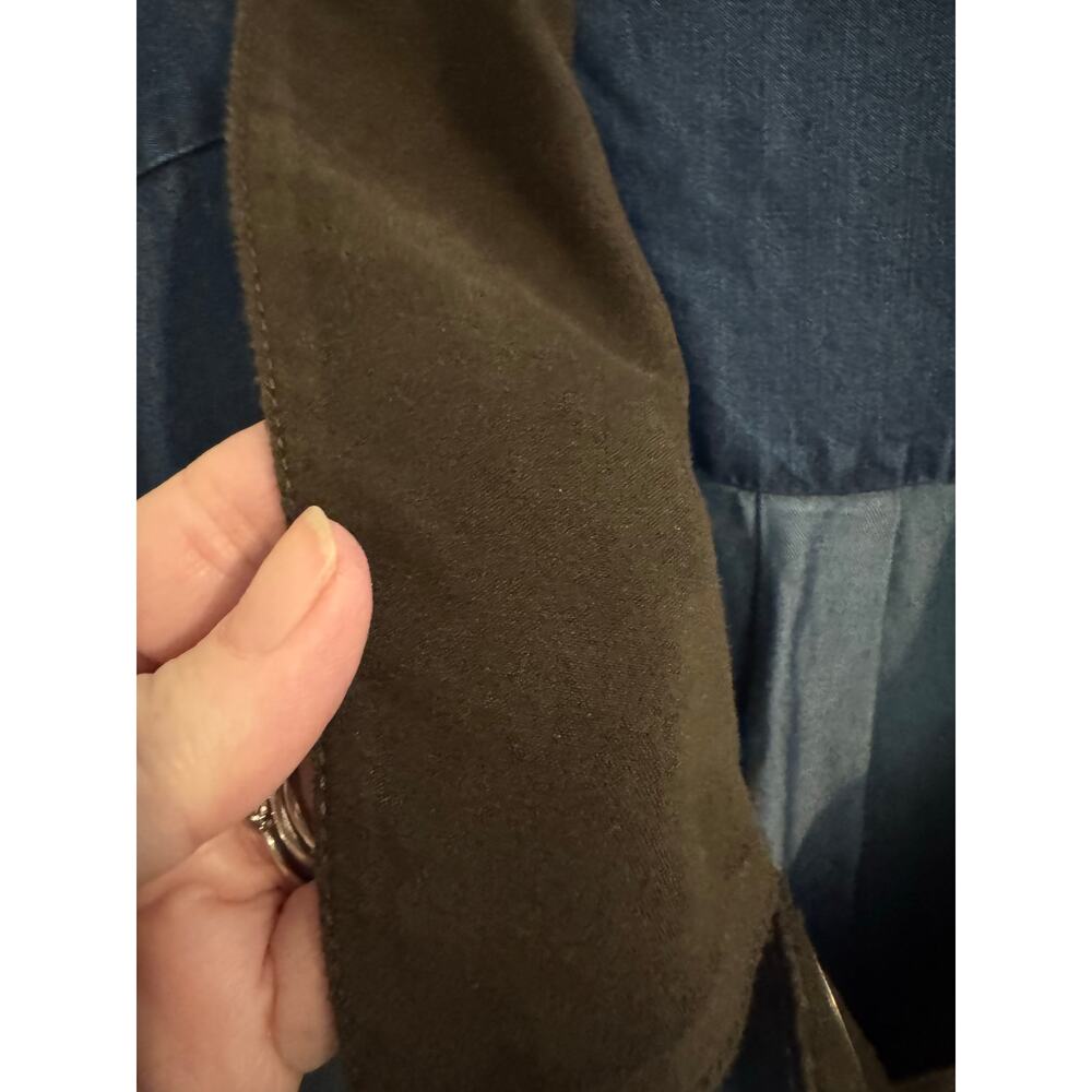 Soft Surroundings Chambray Shirt Dress Faux Suede Western Plus 2X Blue. - Picture 4 of 9